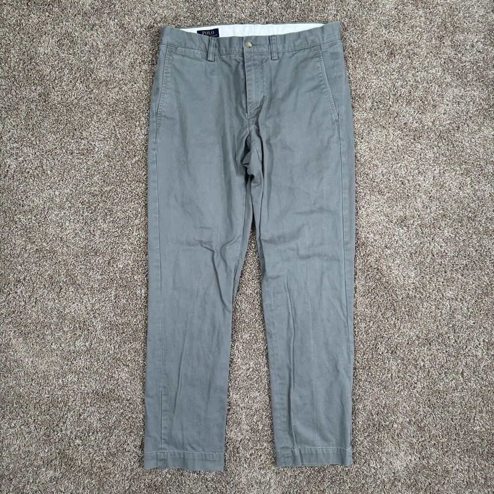 Polo Ralph Lauren Pants Mens 32x32 Gray Slim Fit Chino Cotton Canvas Casual
